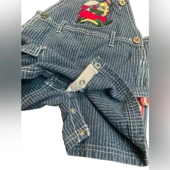Vintage Baby Stripped Denim Shortall Dinosaur Train Shorts size 12 months - Picture 6 of 11